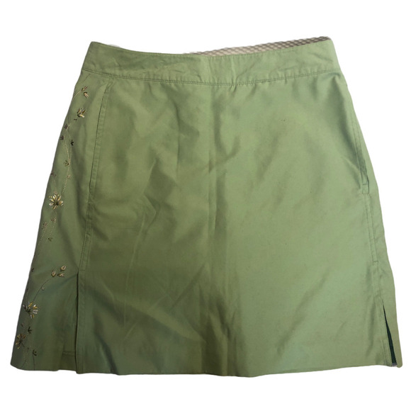 Izod Mint Green Soft Poly Floral Embroidery Athletic Skort Women's Size 10 - Picture 1 of 7